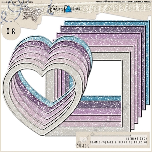 EP 08-Frames-Square & Heart glitters 01
