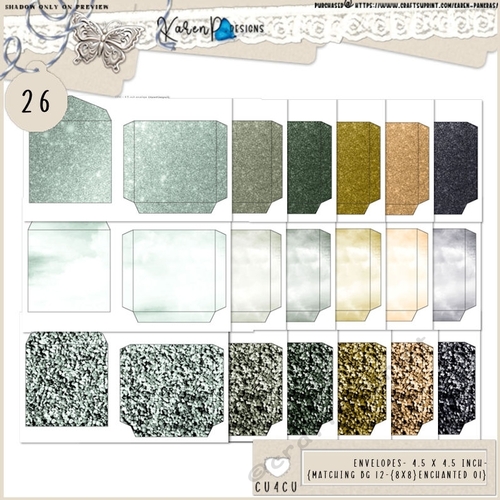 ENV 26-4.5 x 4.5inch-{matching BG 12-{8x8} Enchanted 01}