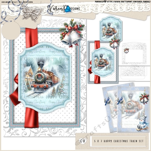 5 x 7 Happy Christmas Train Set