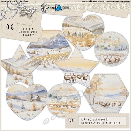 EP-CU24(AI)-Christmas Landscape white,gold&beige-Cardfronts