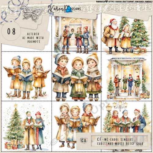 CF-CU24(AI)-Wc-Carol Singers-Christmas white beige gold