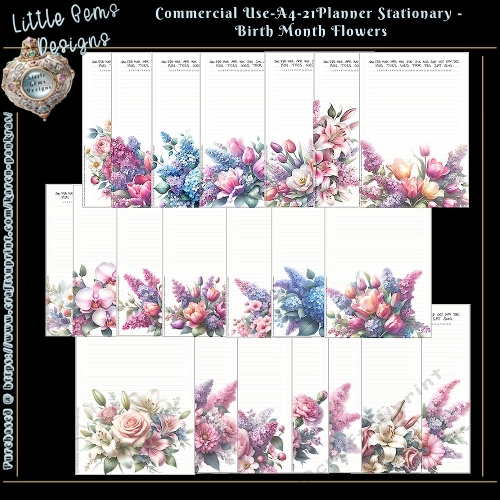 LGD25-CU Planner Stationary - Birth Month Flowers