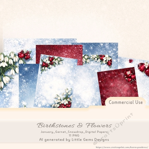 January_Garnet_Snowdrop_Digital_Papers