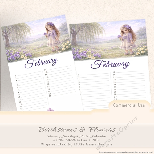 Birthstones & Flowers Calendar February_Amethyst_Violet