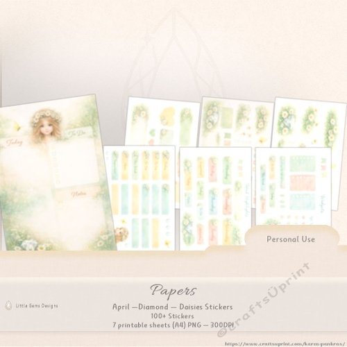 Birthstones & Flowers - April - Stickers_LGD