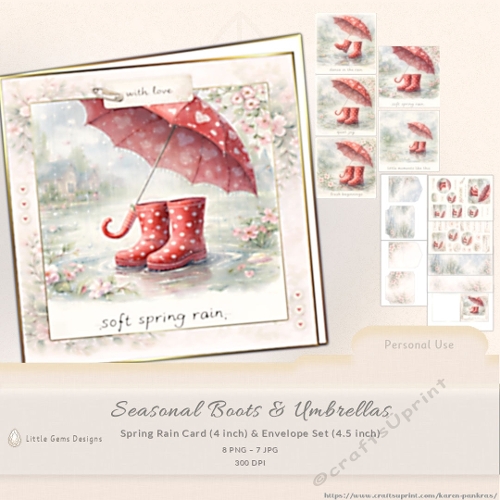 Seasonal Boots & Umbrellas - Spring - 4inch card Set -LGD