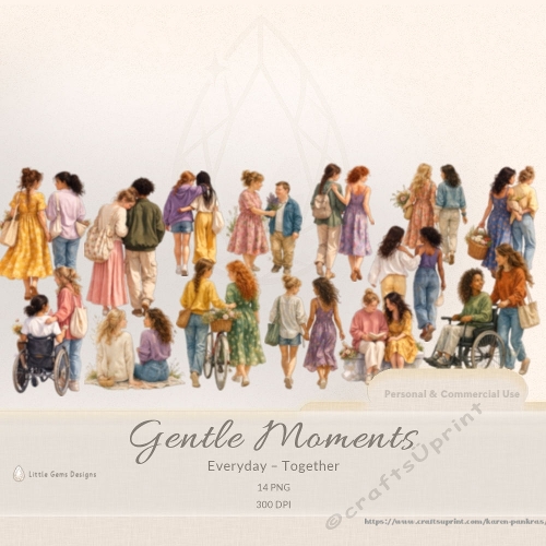 Gentle Moments Together Poses Clipart - LGD CU/PU