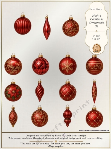 Mini Gems | CU | Holly | Hollys Christmas Ornaments 01