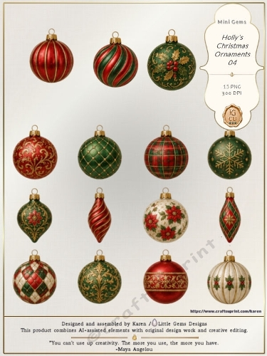 Mini Gems | CU | Holly | Hollys Christmas Ornaments 04