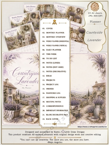 Countryside Lavender PU Planner LGD