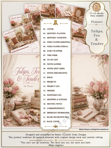 Planner | PU | Tulips, Tea & Tender