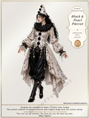 Gothic Masquerade – Black & Pearl Pierrot | CU Character LGD