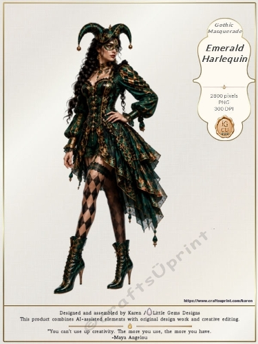 Gothic Masquerade – Emerald Harlequin | CU | Character LGD