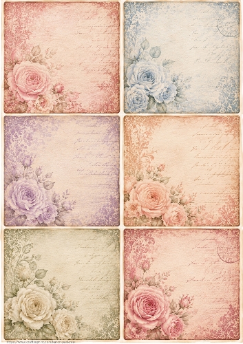 Romantic Roses on Doilies 01 Card Toppers KarenP 2c
