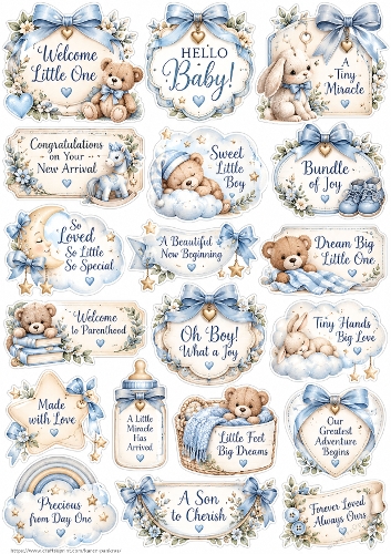 New Baby Sentiment Stickers PU KarenP 2c