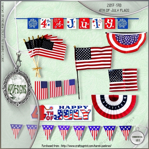 kpd17-170 4th of July flags