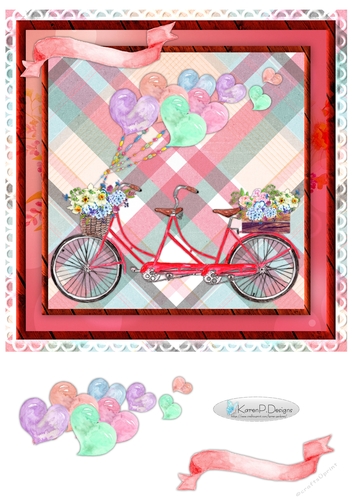 C156-8inchNdecoupagefloral bike