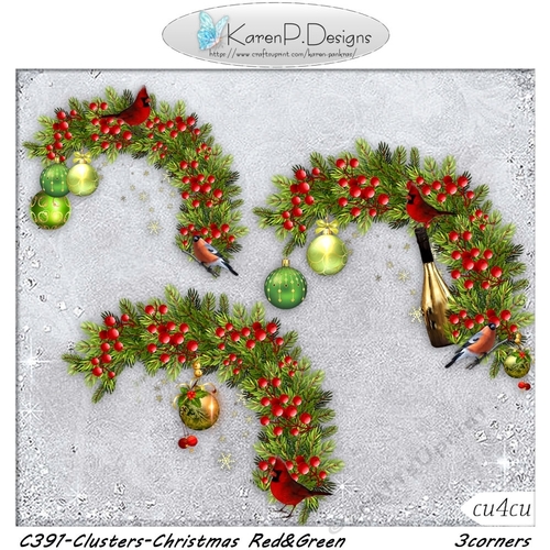 C391-Clusters-ChristmasRedGreen