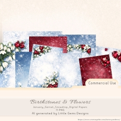 January_Garnet_Snowdrop_Digital_Papers