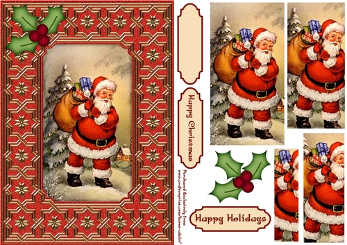 Santas On His Way Pyramid Card Front