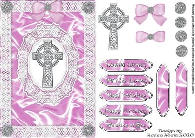 Celtic Cross, Satin 'n Lace A5 Step by Step Card Front