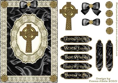 Celtic Cross, Satin 'n Lace 2 A5 Step by Step Card Front