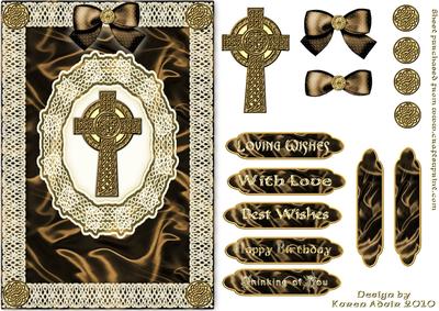 Celtic Cross, Satin 'n Lace 3 A5 Step by Step Card Front