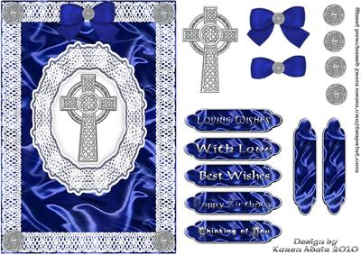 Celtic Cross, Satin 'n Lace 4 A5 Step by Step Card Front