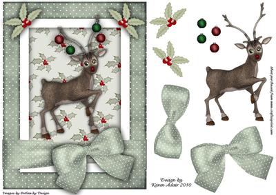 Christmas Rudolph A5 Step by Step Card Front