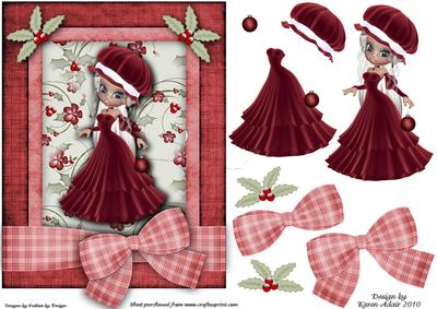 Little Miss Santa Claus A5 Step by Step Card Front