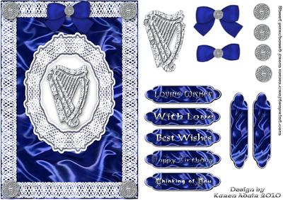 Celtic Harp, Satin 'n Lace A5 Step by Step Card Front