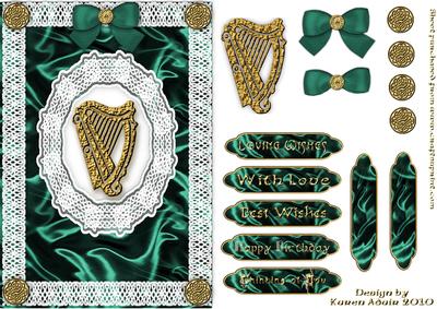 Celtic Harp, Satin 'n Lace 2 A5 Step by Step Card Front
