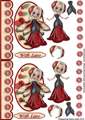 Little Lady Bugs A6 Card Toppers and Decoupage