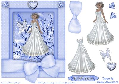 The Butterfly Bride A5 Card Front with Decoupage