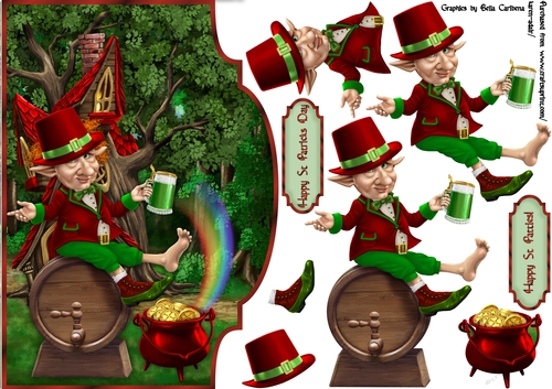 Lucky Leprechaun Shaped Card Front with Step by Step