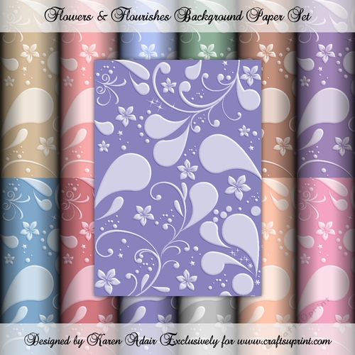 Flowers & Flourishes Background Paper Set