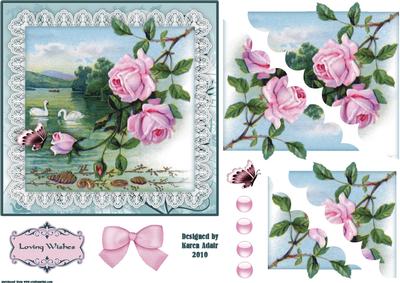 Swans 'n Roses Wavy Edged Corner Stacker