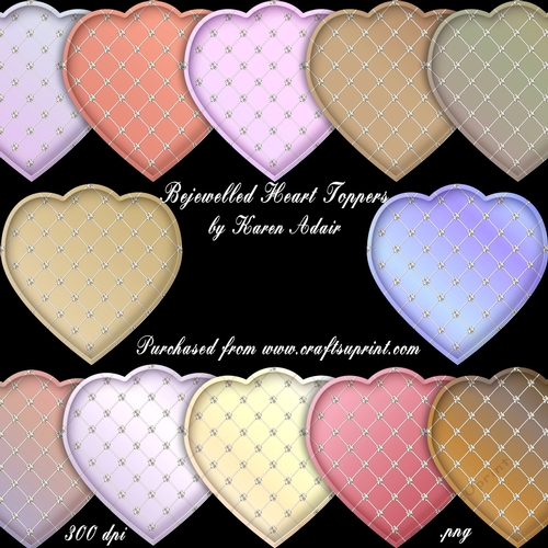 Bejeweled Heart Toppers - Set 1