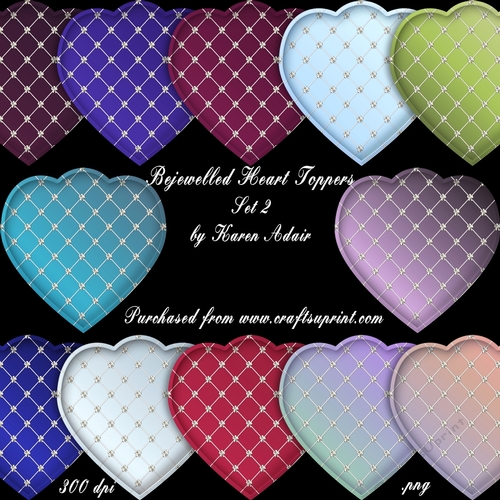 Bejeweled Heart Toppers - Set 2
