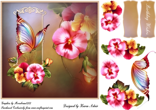 Summer Pansies Square Card with Step by Step