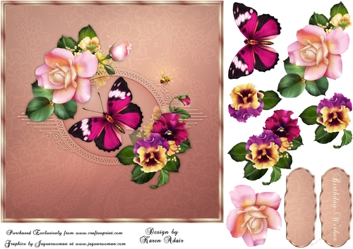 Butterfly Attraction, Square Card Front with Step by Step
