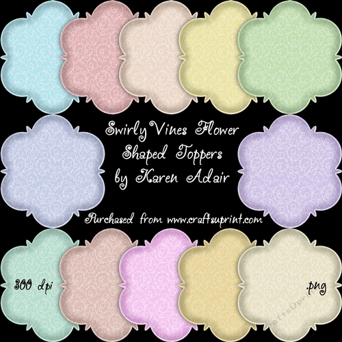 Swirly Vines Flower Shaped Toppers