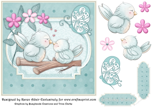Love Birds - Square Card Front with Step-by-Step