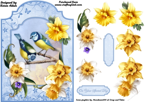 Beautiful Blue Tits - Shaped Card Front with Step-by-Step