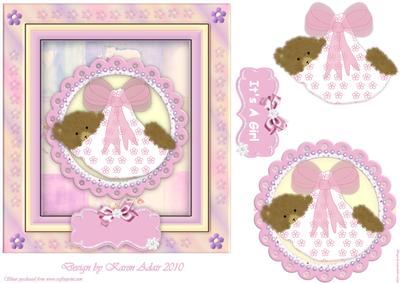 It's a Girl Teddy Step by Step Card