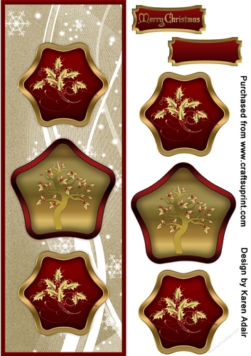 Christmas Holly - DL Card Front with Step-by-Step