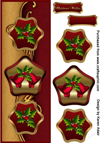 Holly & Bells - DL Card Front with Step-by-Step