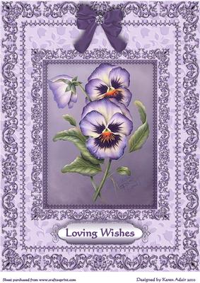 Purple Pansies A4 Card Front
