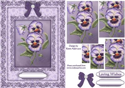Purple Pansies A5 Pyramid Card Front