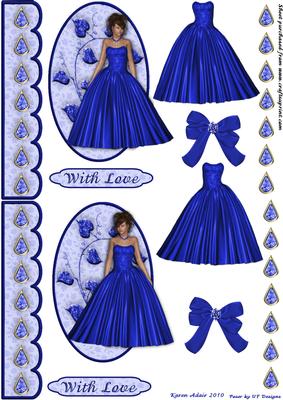 Sapphire in Satin - A6 Card Topper and Decoupage